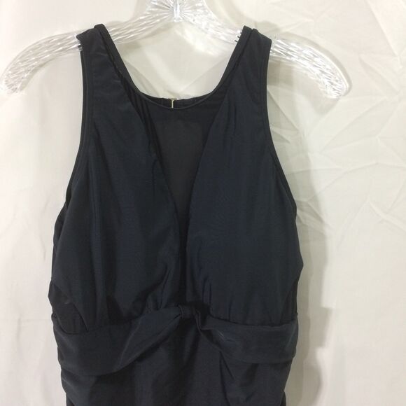 NEW Tempt Me Black One Piece Swimsuit Sheer Insert Tummy Control Size XL NWT - Picture 5 of 7